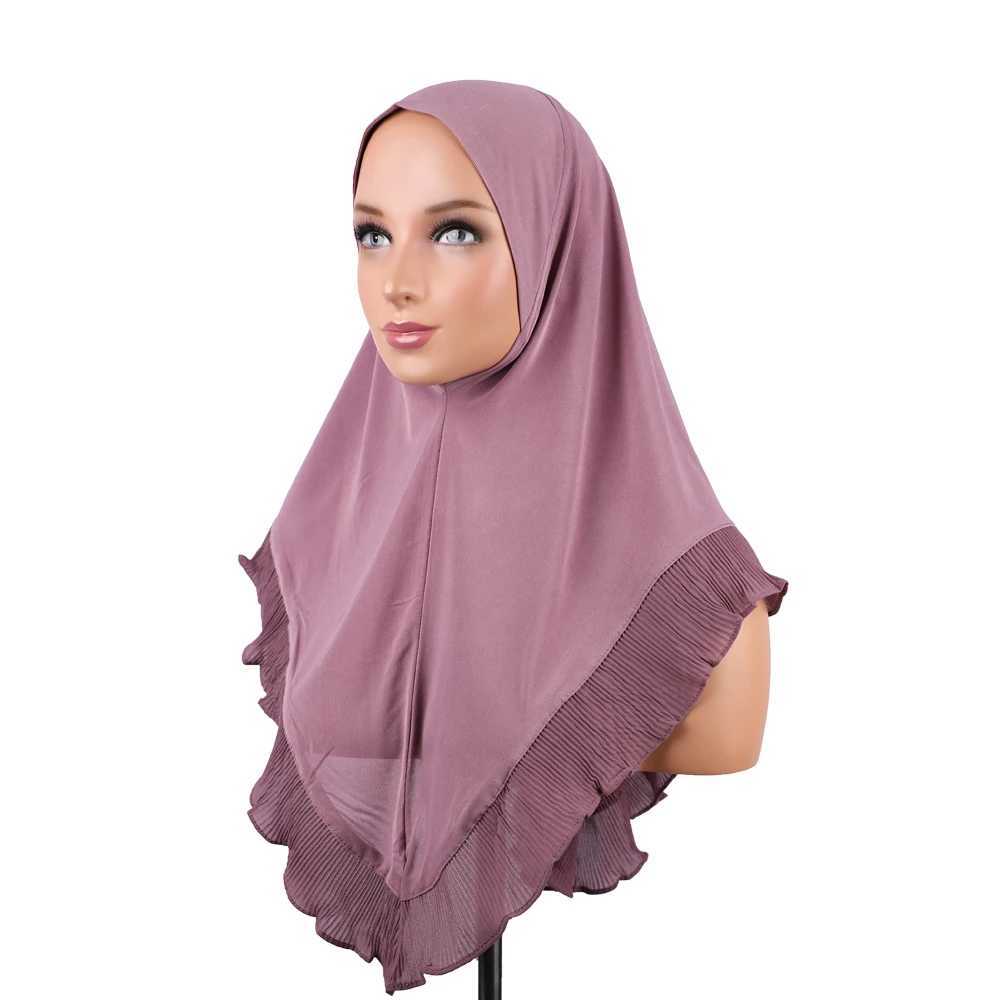 Purple headscarf elegant lace instant Muslim headscarf high-quality solid scarf womens shawl full RIMAIRE set X250324