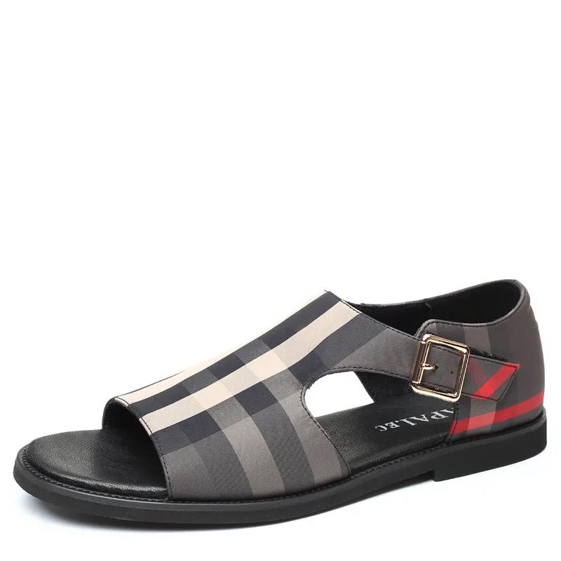 Open toed sandal Designer free Shipping checkered sandals casual slippers beach shoes men's outdoor sandals NEW 2025