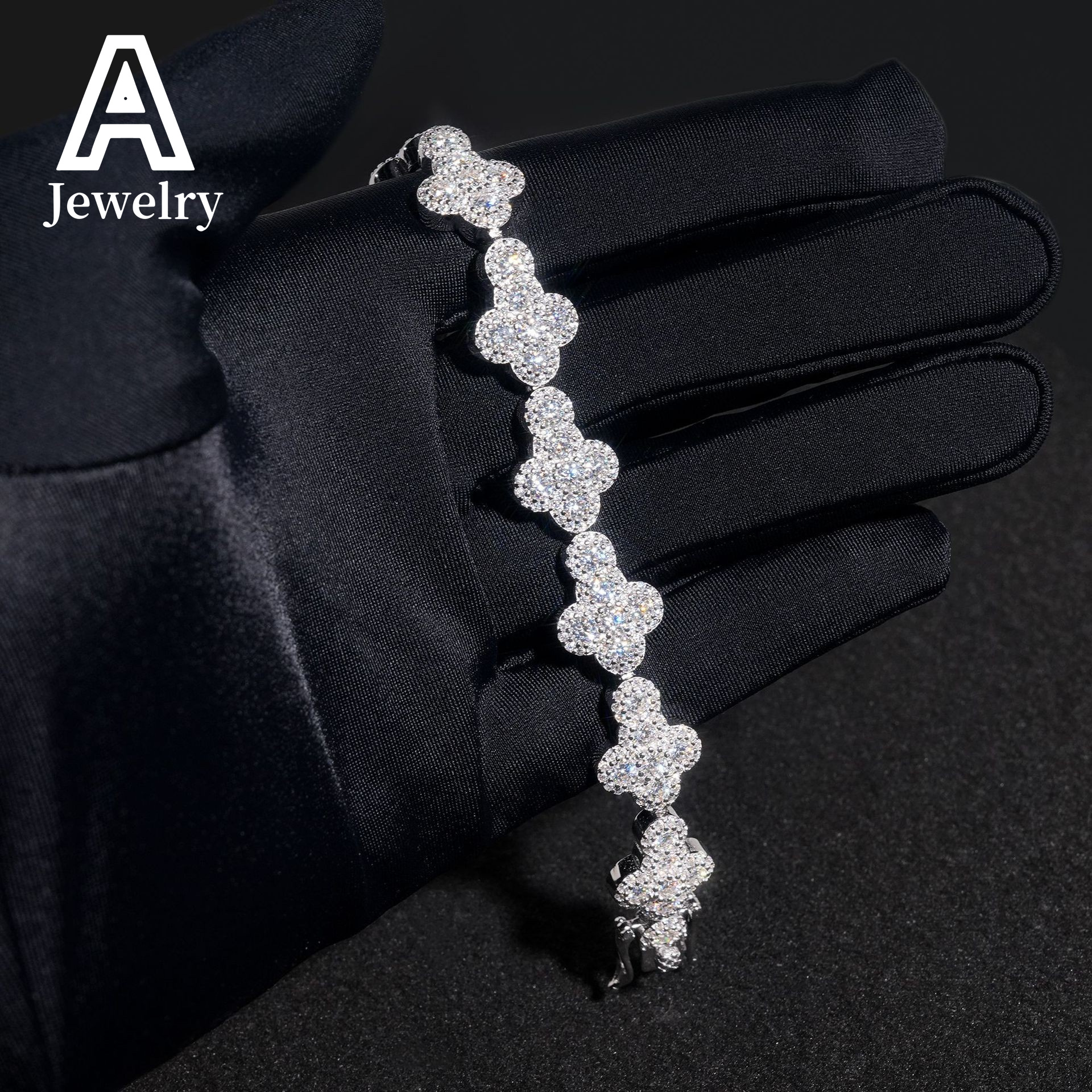 New Fashion New design 925 sterling silver micro pave hiphop iced out jewelry vvs moissanite diamond cross bracelets men