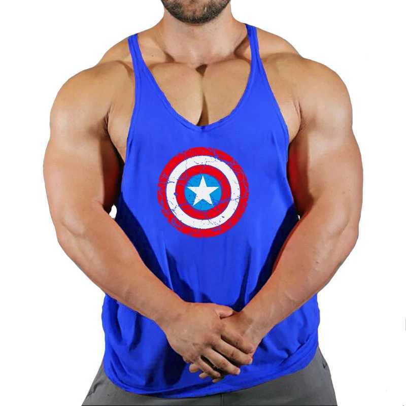 Summer fashion trend fitness vest mens fitness gym clothing fitness printed cool shirt running casual comfortable vest X250324