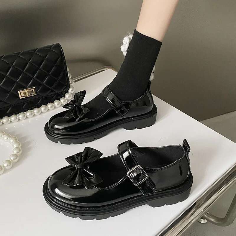 for Women Vintage Round Toe Black Mary Jane Sweet Girls High Heel Platform Lolita Size 44 Women's Shoes
