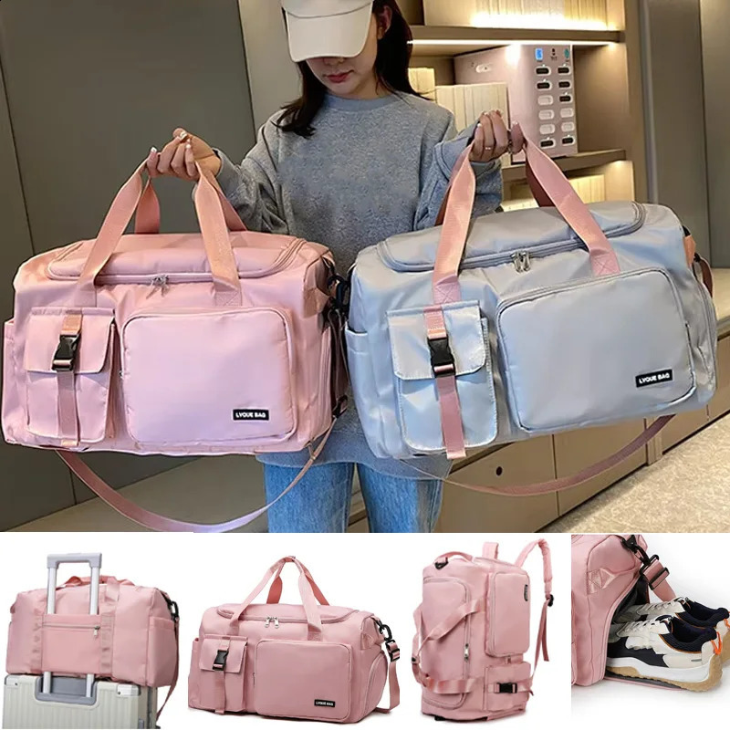 Women Travel Duffle Bag Travel Backpack Mulit-functional Outdoor Sports Gym Fitness Weekender Handbag Overnight Carry on Men Bag 250314