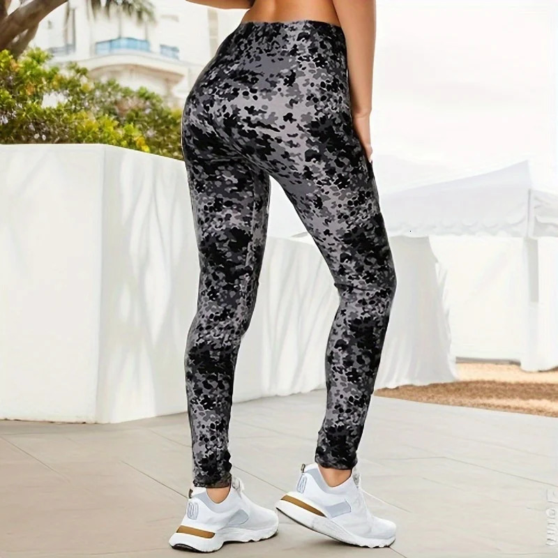 Camouflage tight casual high stretch womens long legs sports and fitness retro dot pencil pants 250324Z