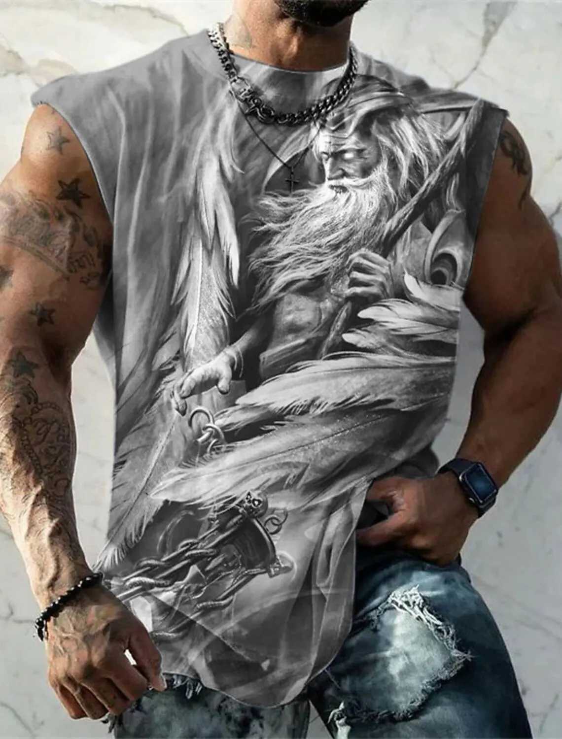 2023 Four Seasons Ultra Thin Retro Street Mens Personalized Sleeveless Vest Letter Printed Fitness Top Mens Super Large T-shirt S-5XL X250324