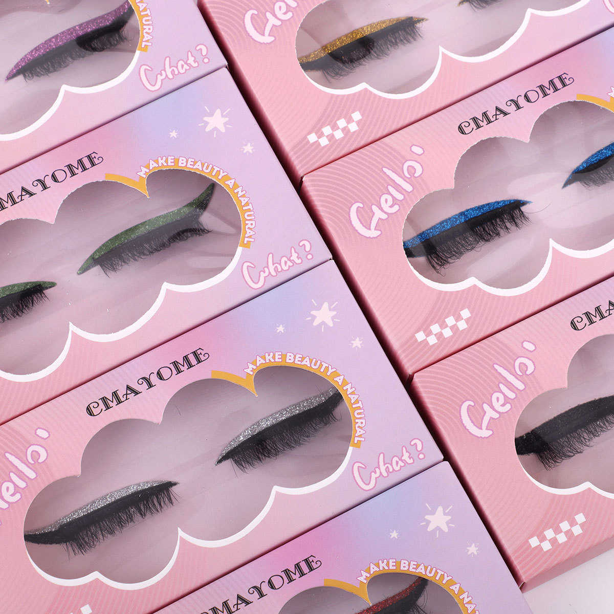 Hot selling lazy people bring their own eye shadow fake eyelash exaggerated eye shadow eyelash set W250324