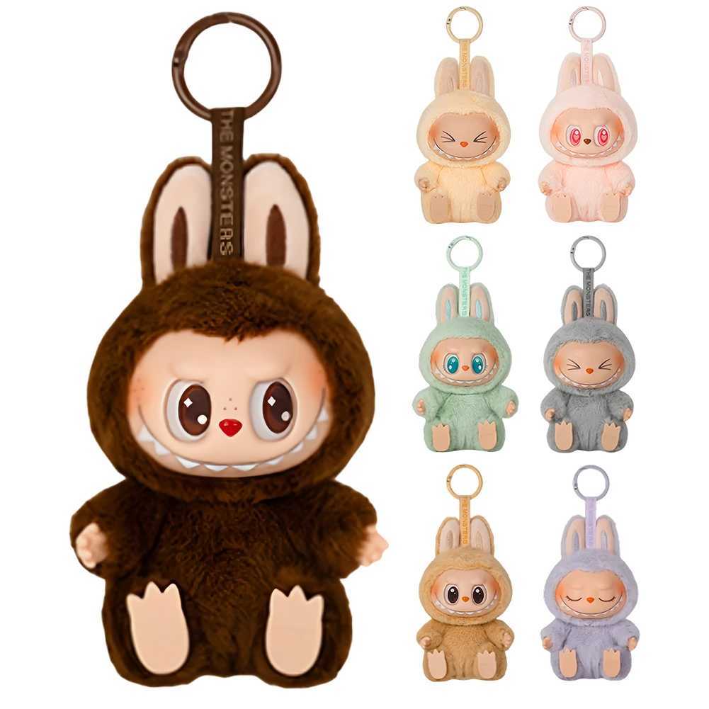 Monster Labubu Sitting down Party Series Heartbeat Macaron Doll Kawai Guessing Bag Model Bag Keychain Series Decoration M250324