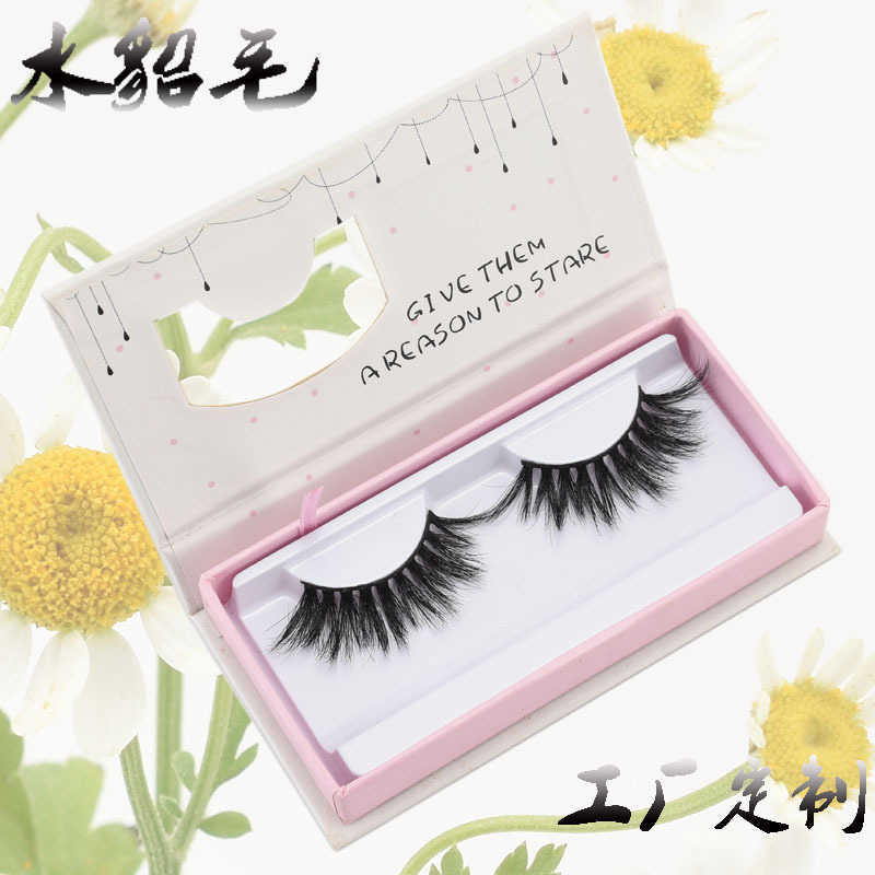 Cross style mink fur 3D simulation natural thick false eyelashes W250324