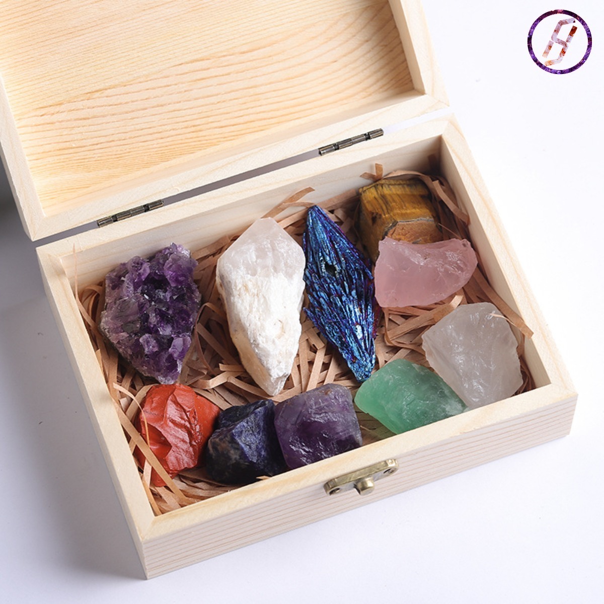 Natural Crystal 7 Color Gemstone Crystal Ore Raw Stone Box Set 7 Chakra Healing Crystal Karmic Imprinting Gemstone Kits Mysterious Eastern Energy