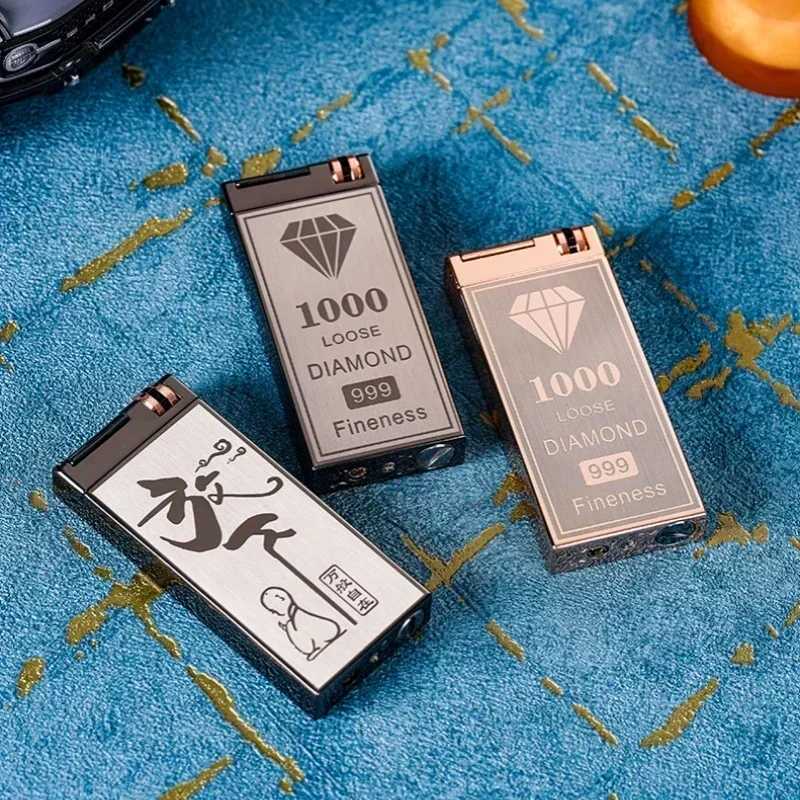 Creative Roller Silent Ignition Windproof Red Flame Butane Gas Lighter Zinc Alloy Replaceable Battery Electric Lighters SmokingC250319