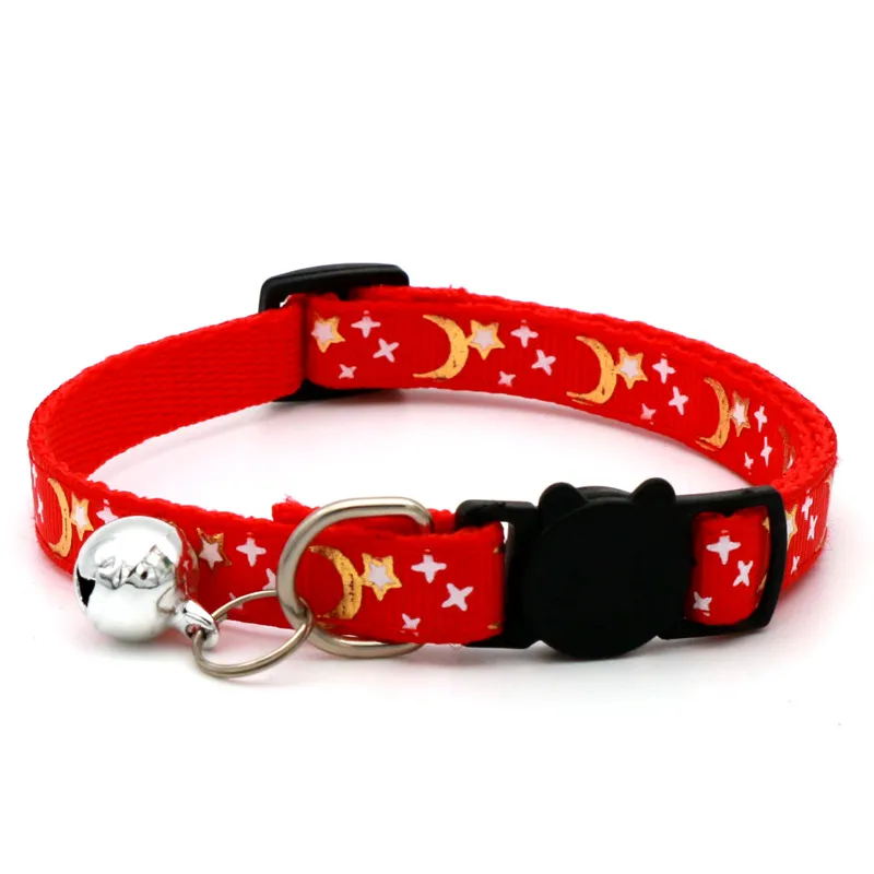 New Pet Supplies Hot Stamping Moon Star Cat Collar Dog Collar Cat Buckle Gold Detachable Reflective Dog Safety Buckle Collar Wholesale Adjustable LL