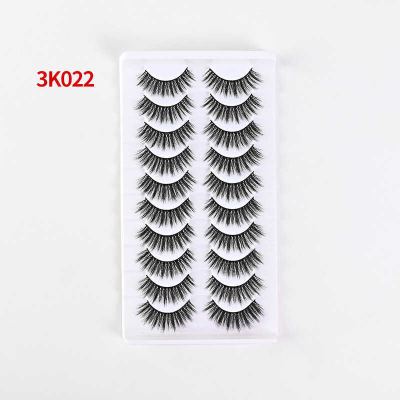 10 pairs of thick double eyelid false eyelashes whole black hard stem stage natural eyelashes W250324