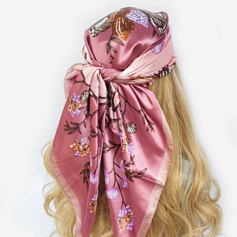 Square Cloth Luxury Sunscreen Silk Scarves Fashion Flower Shawls Popar Print 90X90CM Bandan 2022 Four Seasons Kerchief X250324