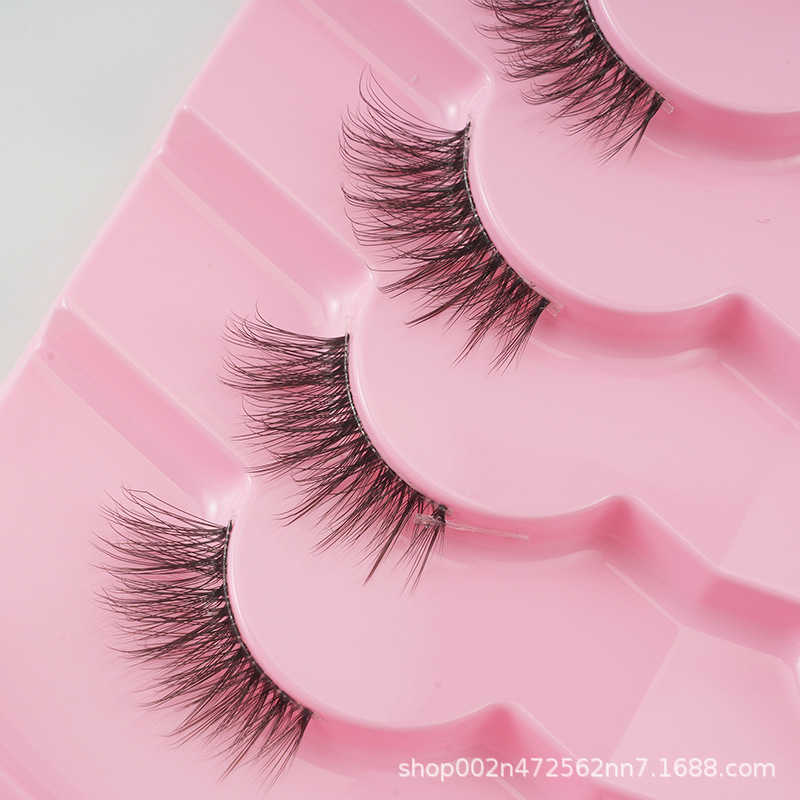 Cat eye black stem elongated tail half eye naturally thick eyelashes half cut one-piece false eyelashes W250324
