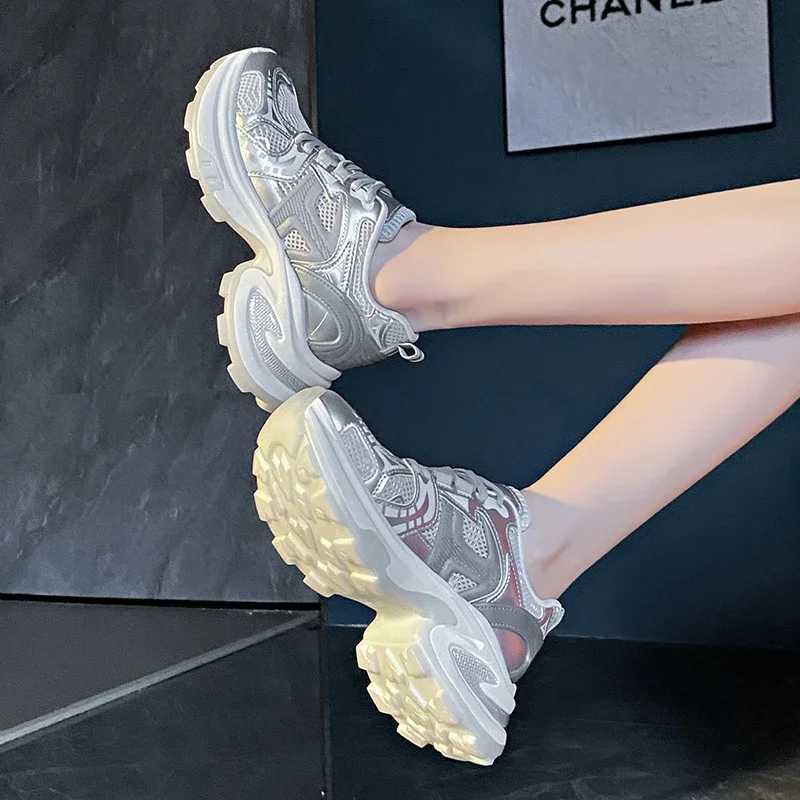 Moipeng womens shoes Sier thick soled casual shoes womens shoes lightweight breathable sports shoes Zapatos MujerXJ250324