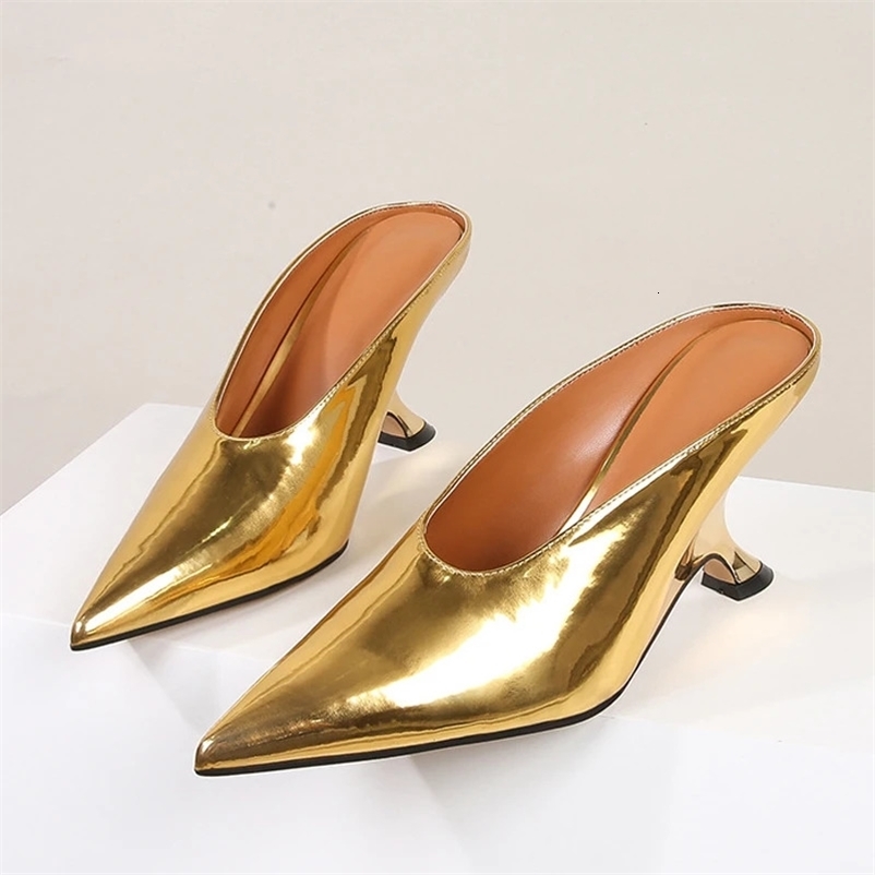 Eilyken Pointed Toe Women Slippers Shoes Shallow Wedges High Heels Banquet Mule Zapatos De Mujer 250322