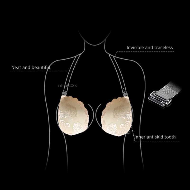 Lace invisible bra backless adhesive push up style womens bra sexy transparent tape silicone adhesive braXJ250324