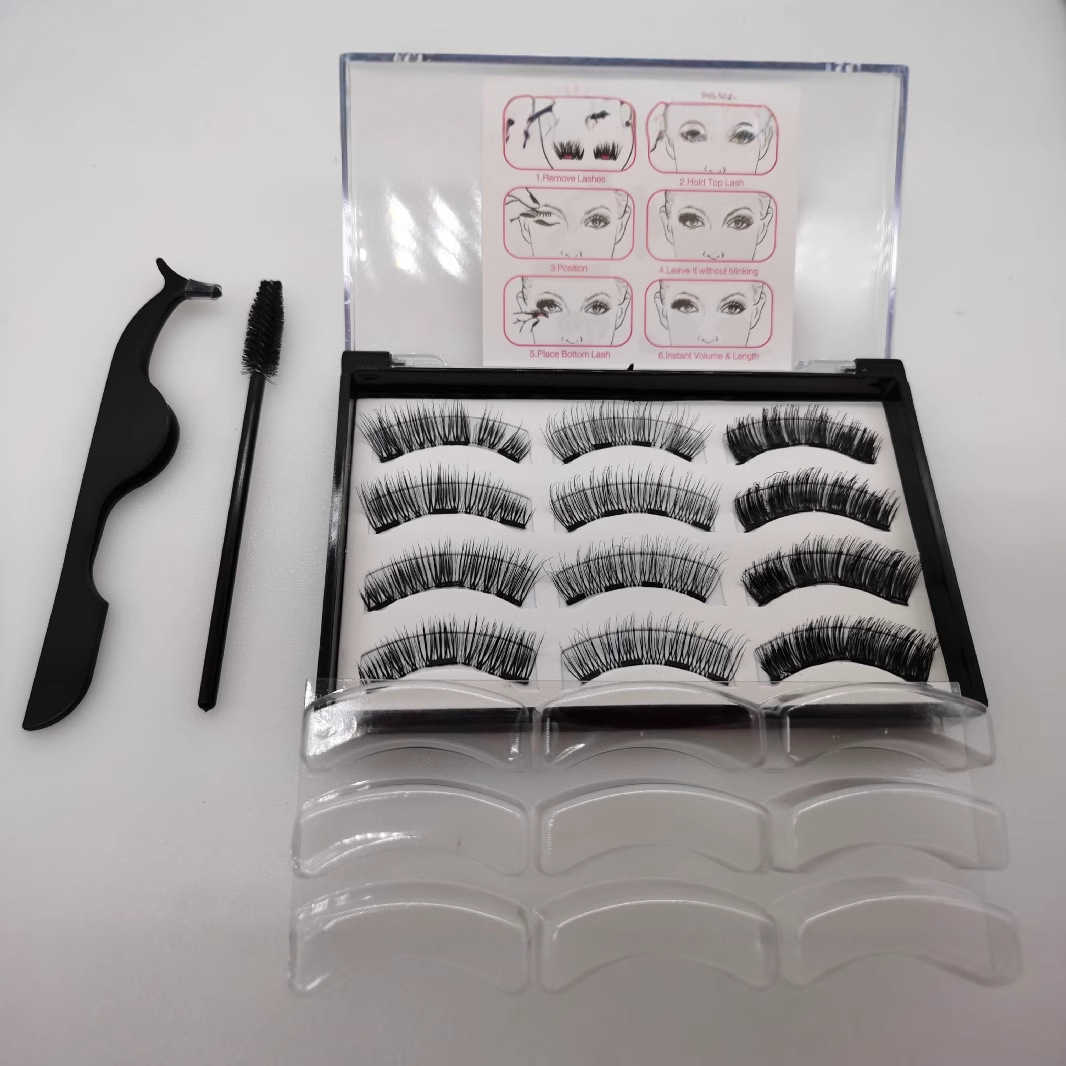 Magnetic suction false eyelashes are soft high-end and dense. 12 piece set of magnetic eyelashes W250324