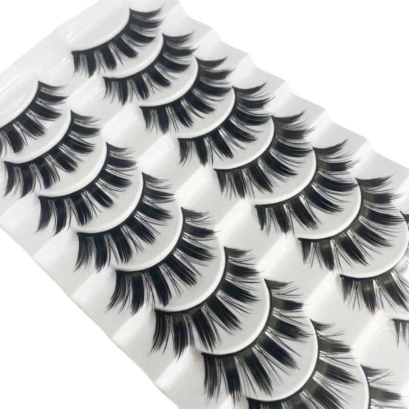 Thick curled false eyelashes ten pairs of big devil eyelashes natural COS pointed tail black hard stem W250324