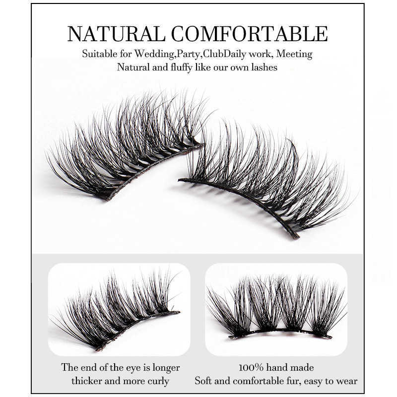 Messy and exaggerated high imitation mink fur half eye false eyelashes 4 pairs set thick curled eyelashes W250324