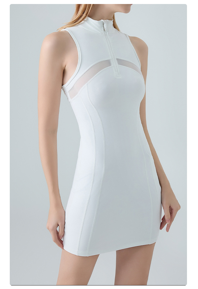 Uu-L4442 Slim-Fit Sleeveless Dress With Retro Wrap Hip Skirt - Chic Yoga Movements Women's Outfit