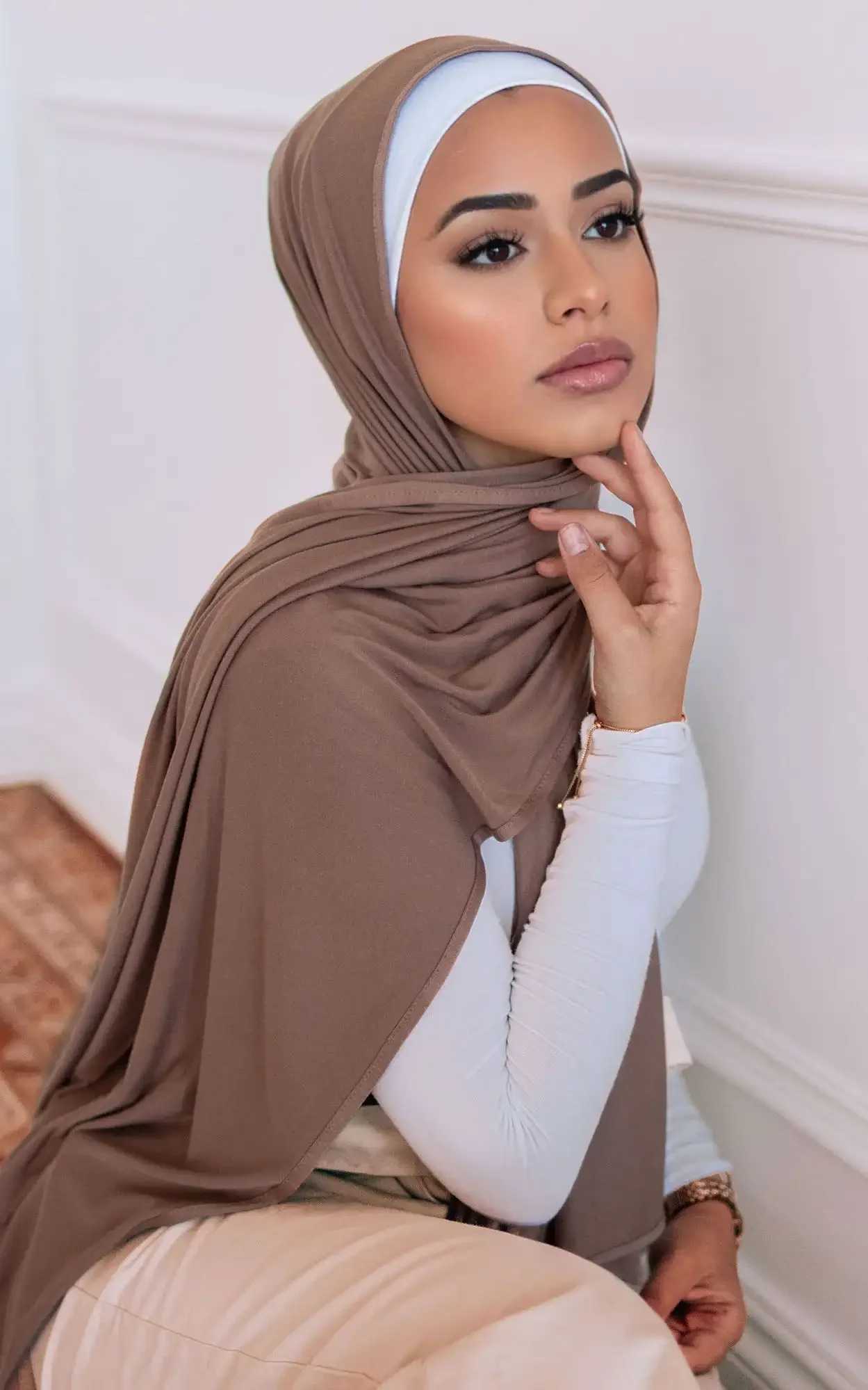 Large jersey headscarf for Wan Turban Merceri cotton headscarf for Wen Scarf scarf Ramadan Foard X250324