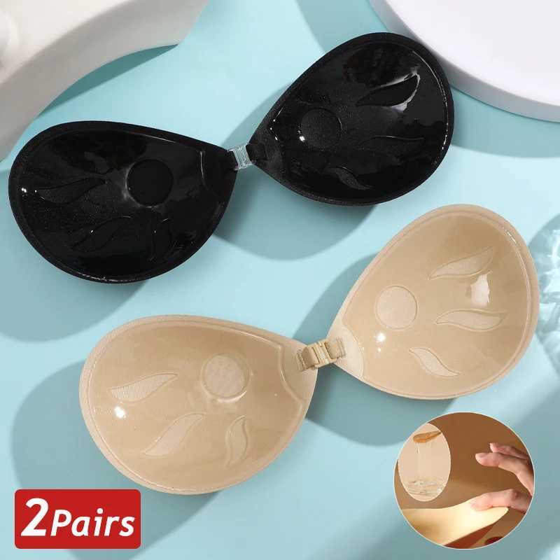 2 pairs of invisible strapless adhesive stick bras push up bras seamless front closure bras for women silicone brasXJ250324