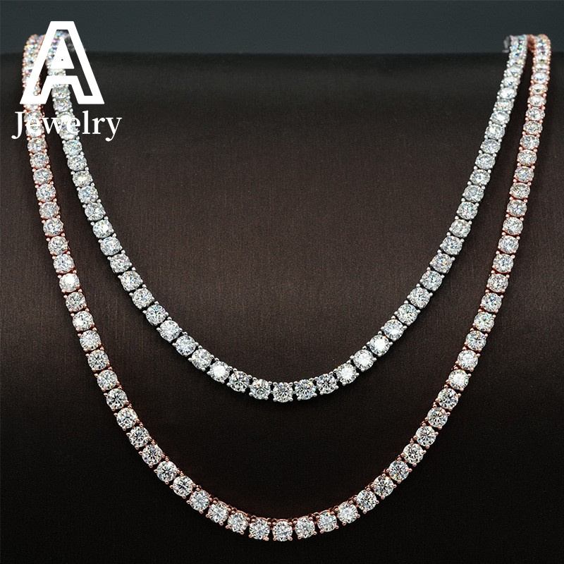 Pass Diamond Tester GRA Certificate 3MM Hip Hop Tennis Necklace Bracelet 925 Sterling Silver VVS Moissanite Tennis Chain