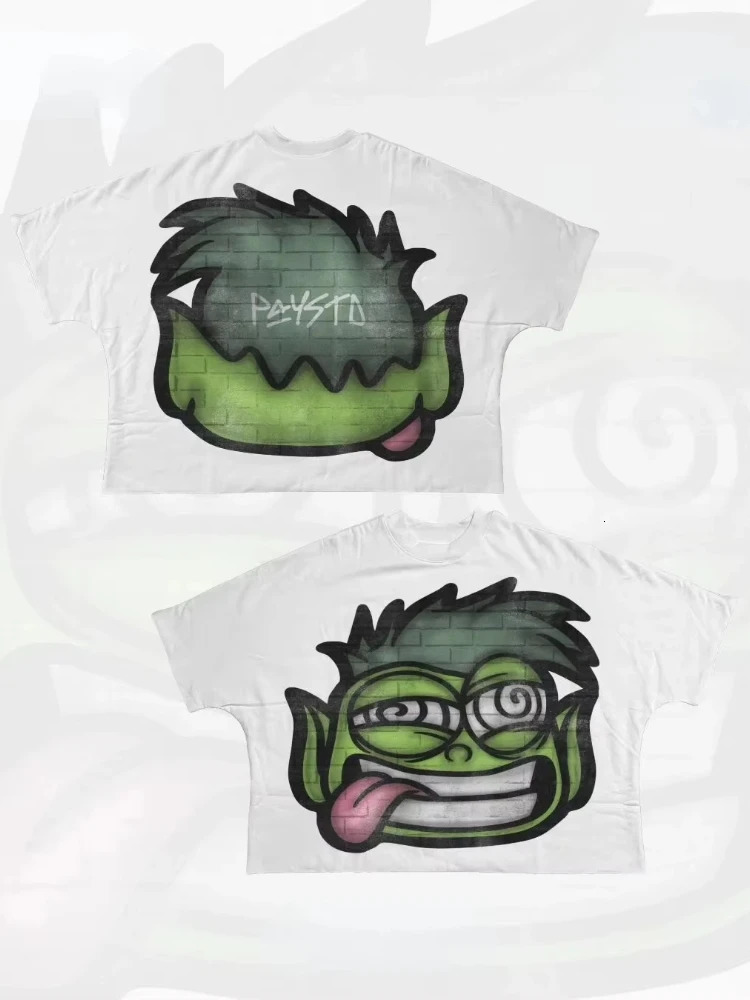 Y2k shirt with oversized printed graphic Tshirt hiphop punk mens and womens short sleeved pure cotton top Harajuku retro gothic streetwear 250324