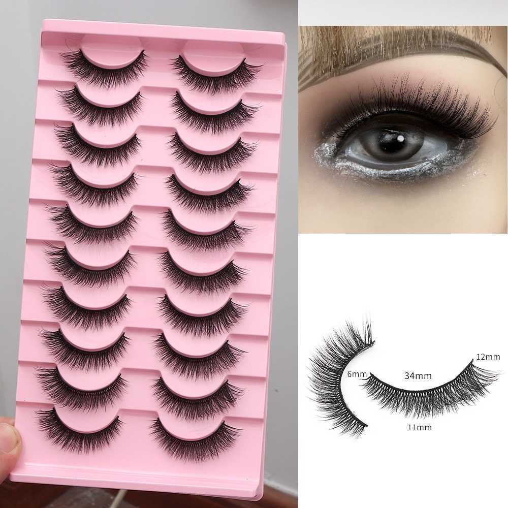 Multi pair 3D cat eye with thick eyelashes hard stem natural simulation curled false eyelashes W250324