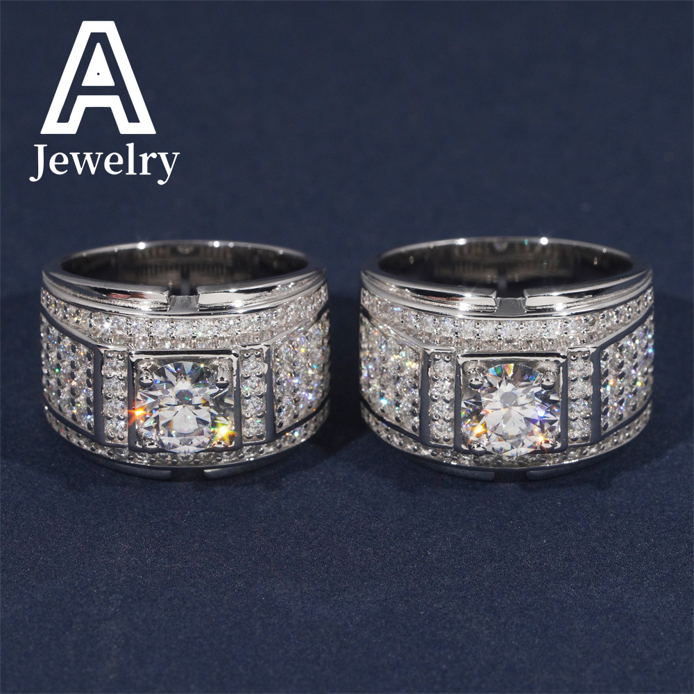 Boutique Fashion Ring Platinum Gold Moissanite Personality Ring 925 sterling silver Hip Hop jewelry passed the test