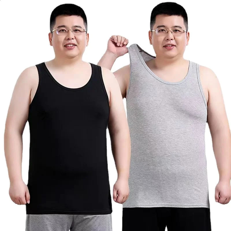 Two pieces Cotton Big Size Summer men clothing Tank Tops L-6XL Singlets Sleeveless fitness vest Bodybuilding Breathable t shirt 250324