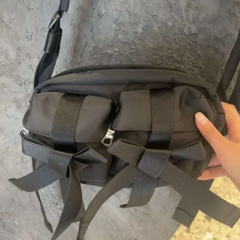 Canvas Bag Sweet Lovely Minority Literary Crossbody Bags Bow Patchwork Pearl Shoulder All-match Exquisite Personalized