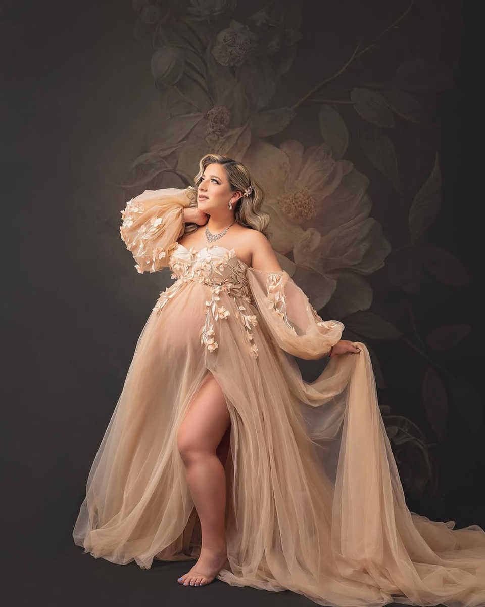 Elegant Ruffles Sleepwear Robes Ruffle With Appliques Plus Size Appliques Pregancy Women Gowns for Special Occasion Photoshoot Boudoir Lingerie Bathro