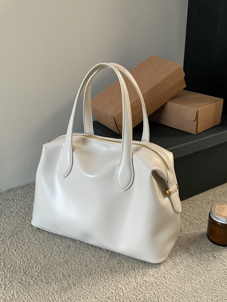 New Large Capacity Handbag Work Commuter Women's Advanced Sense Tote Bag Zipper Simple PU Soft Leather Handbag