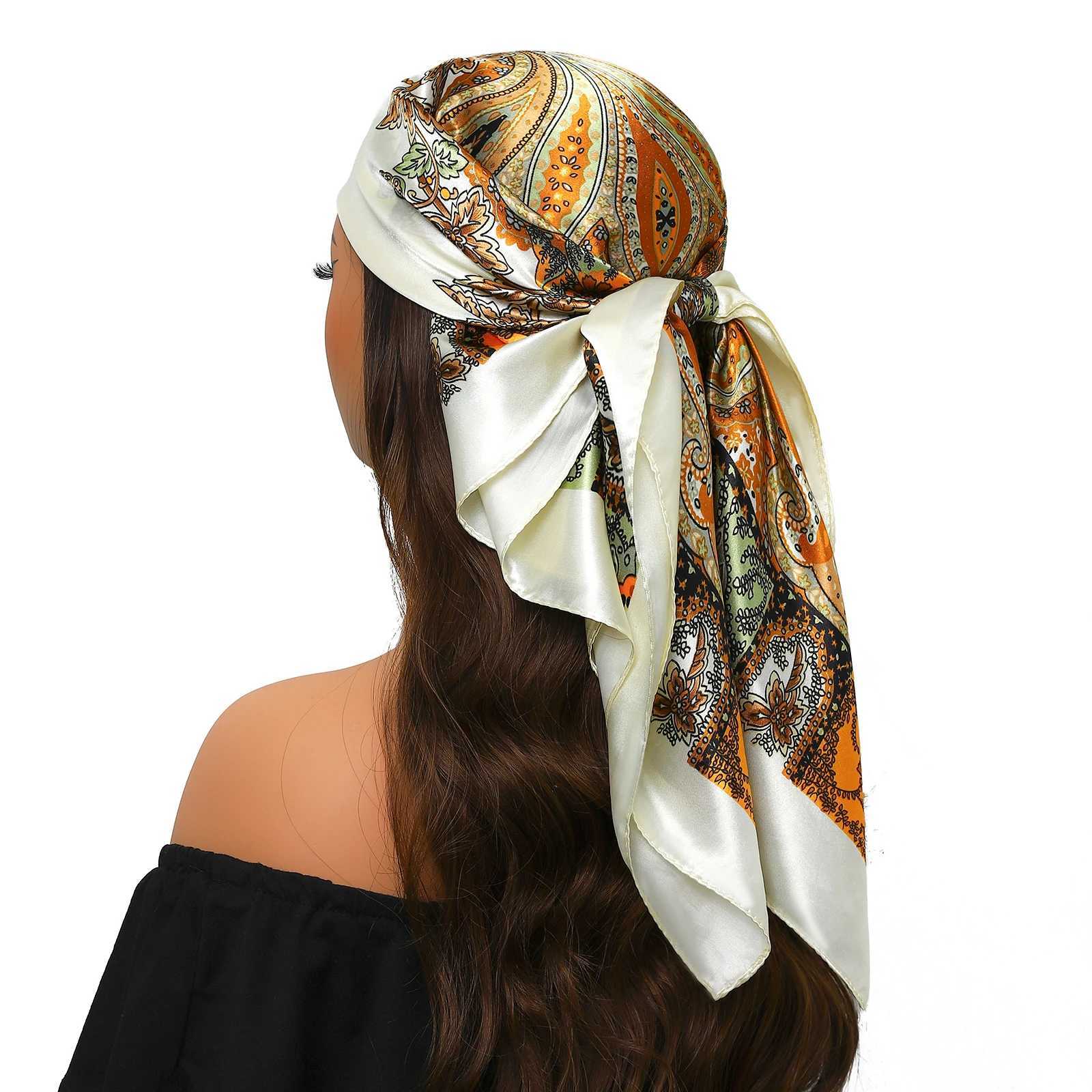 New 90 * 90cm vintage brand silk scarf with fashionable Bonn pattern square headscarf for women bag with foard muffler X2503241