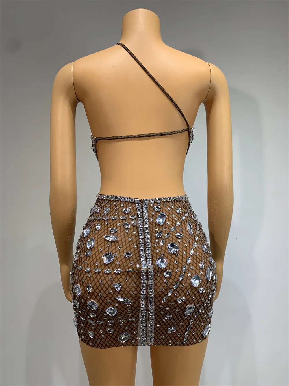 Urious Birthday Party Dress Women Sexy Mesh Backless Stretch Evening Prom Gowns Singer Stage Costume Club Celebrate Outfit