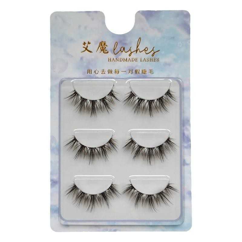 Black brown thick transparent stem false eyelashes imitating mink fur material curled and clustered soft stem stage makeup GM35 W250324