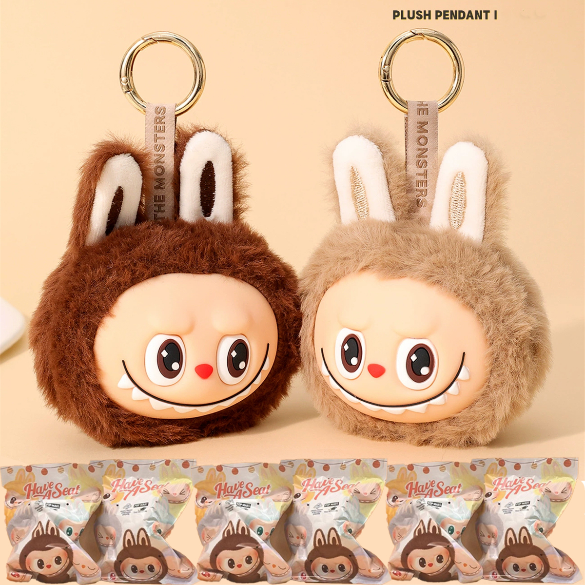 Labubu Head Doll Keychian Blind Bag Best Quality Version Mini Plush toy For Bag Attach Perfect Collectible Gift for All Ages