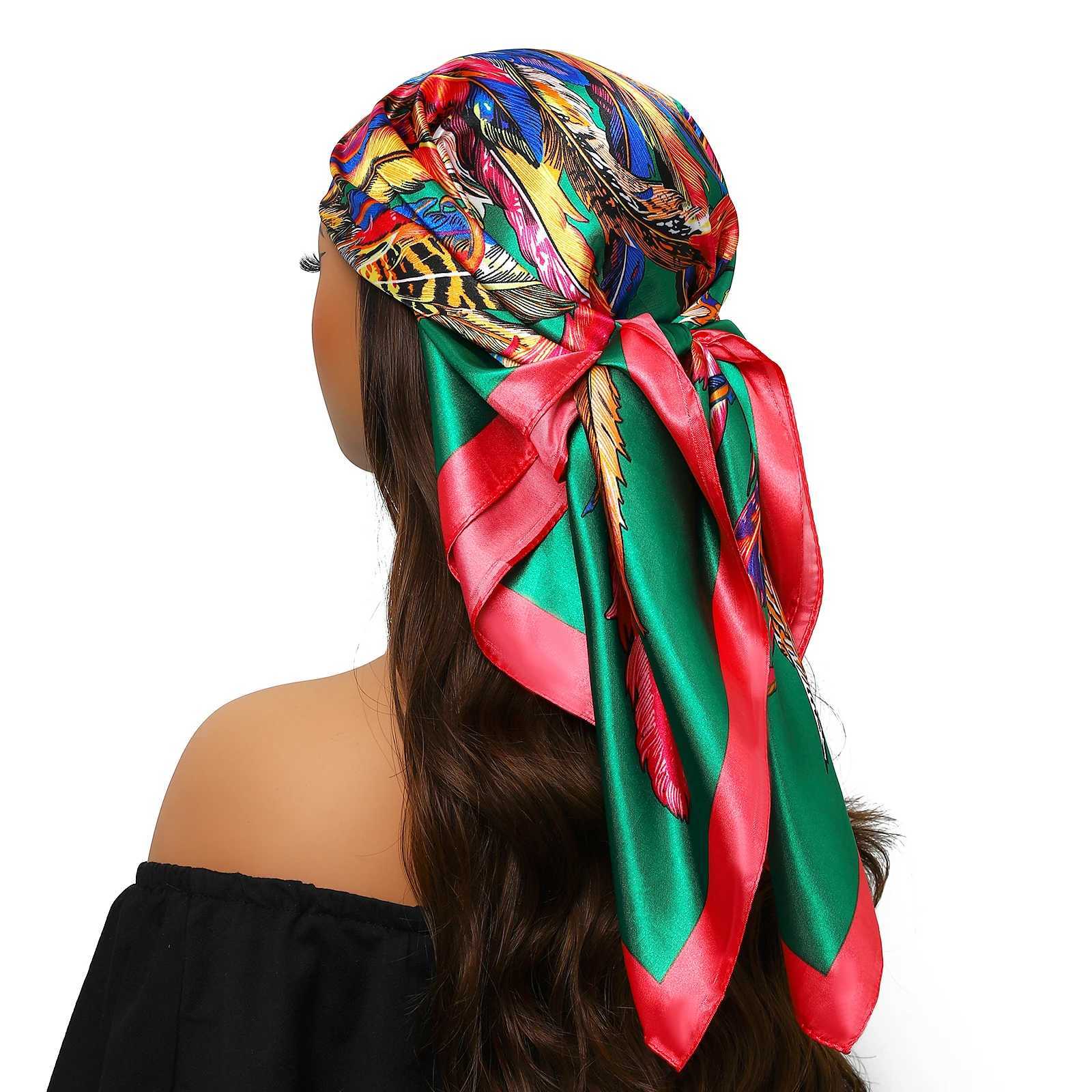 90cm silk satin headscarf square scarf Wen luxury print elegant hair handbag Foard Shawl packaging neck tie Kerchief Bandana X250324