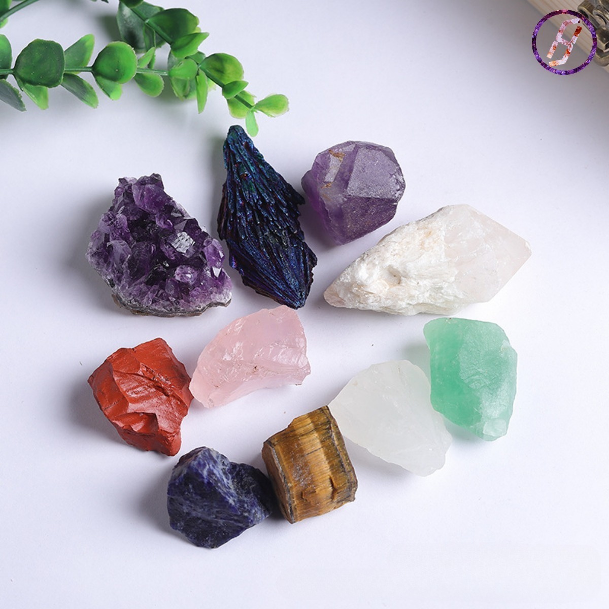 Natural Crystal 7 Color Gemstone Crystal Ore Raw Stone Box Set 7 Chakra Healing Crystal Karmic Imprinting Gemstone Kits Mysterious Eastern Energy