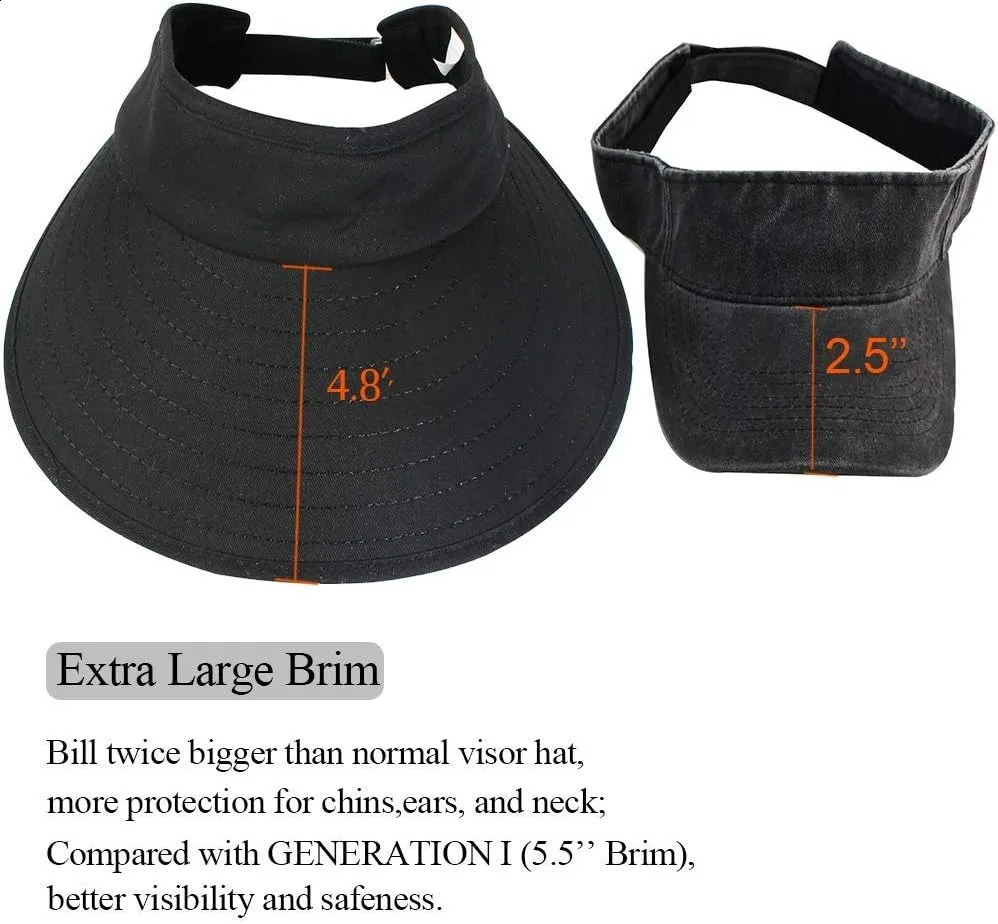 2PCS Wide Brim Sun Visor Hat Women Large UV Protective Golf Beach Cap Korea 250322