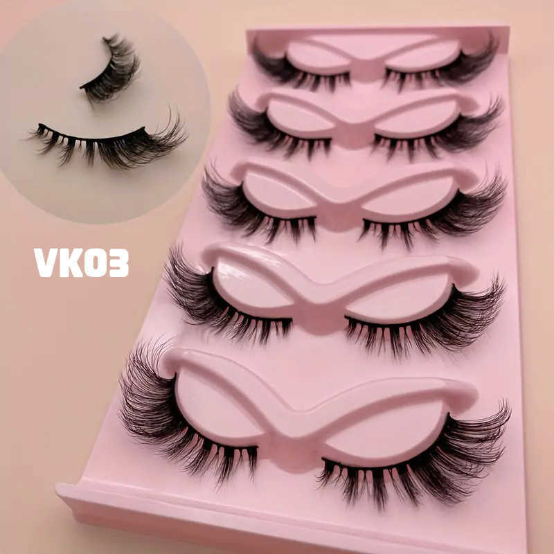 Slant Flying 5-Pair Cat Eye False Eyelash 3D Thick Curling Simulation Eye Tail Stretching Fox Series Eyelash W250324