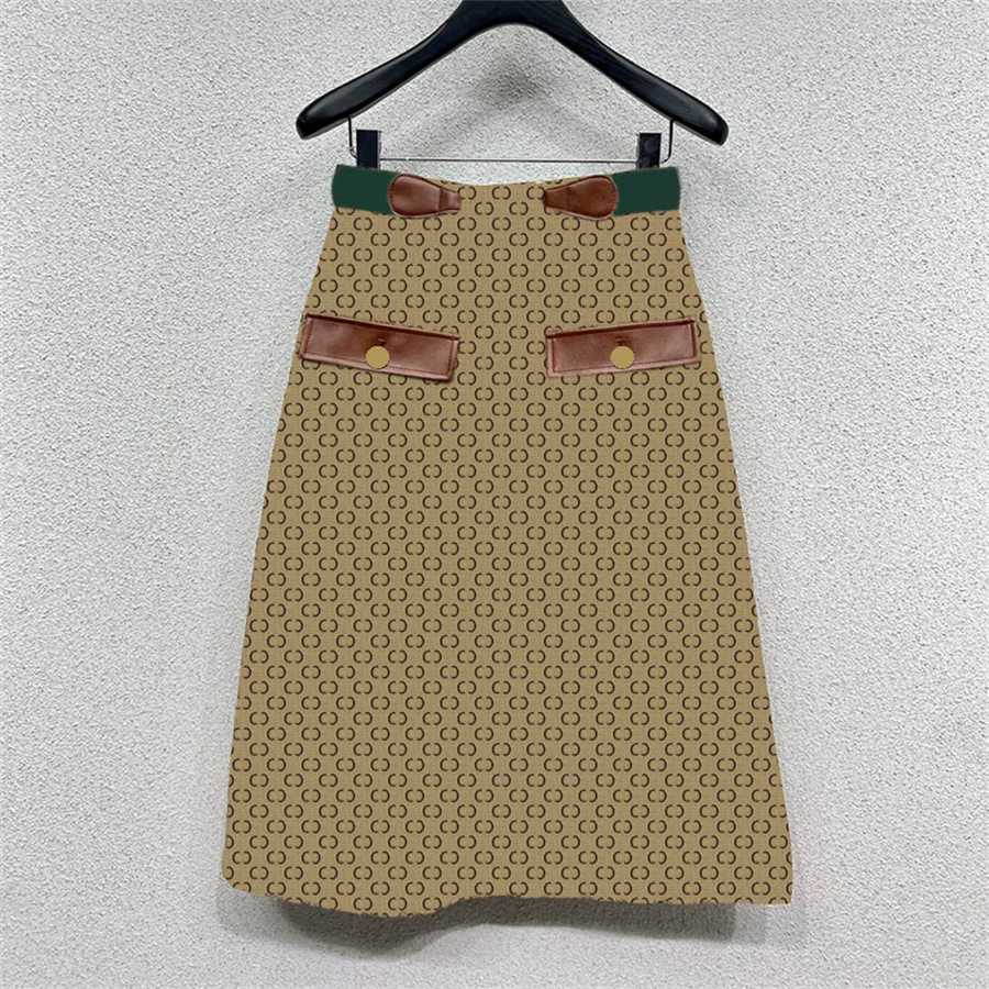 Vintage Women A Line Skirt Designer Jacquard High Waisted Midi Dress Temperament Wrap Half Skirt
