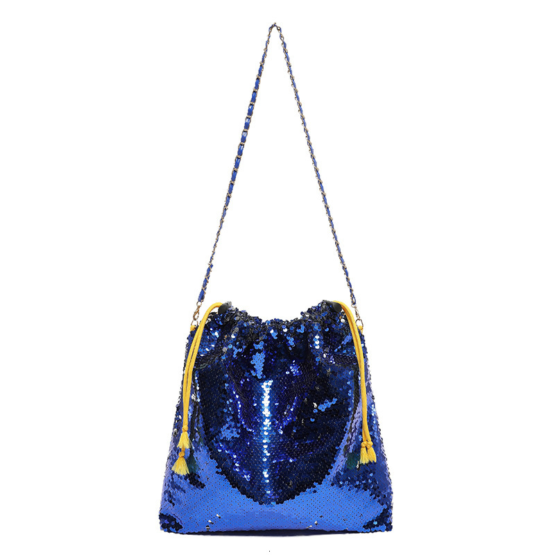 2025S Fashion Designer Bsgs Women S New Fashionable Shoulder Bug Chain Drawstring Tote Bright Film Crossbody Bag