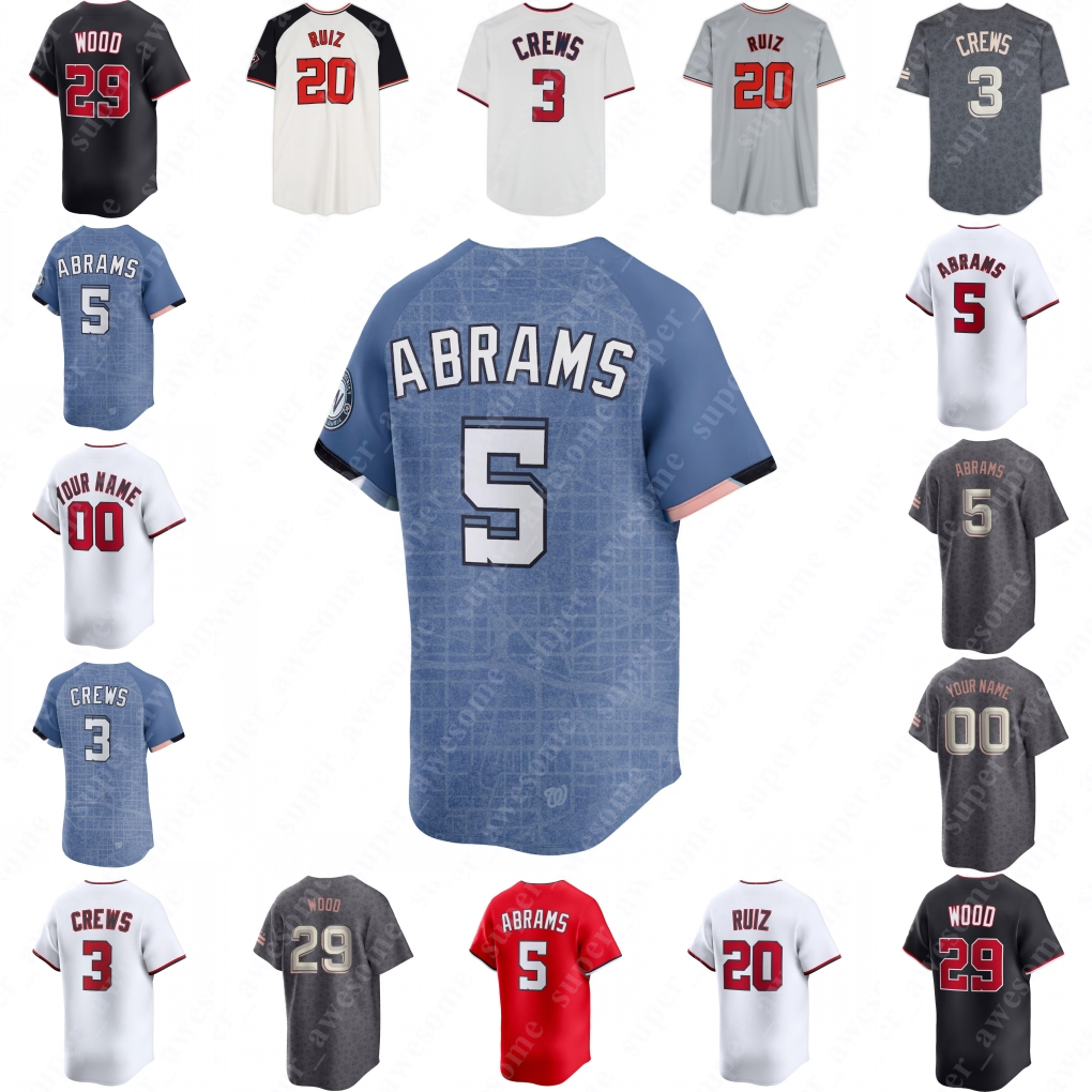CJ Abrams Baseball Jersey James Wood 3 Crews Nathaniel Lowe Michael Soroka Josiah Gray Luis Garcia Jr. Keibert Ruiz MacKenzie Gore Jacob Young Stephen Strasburg