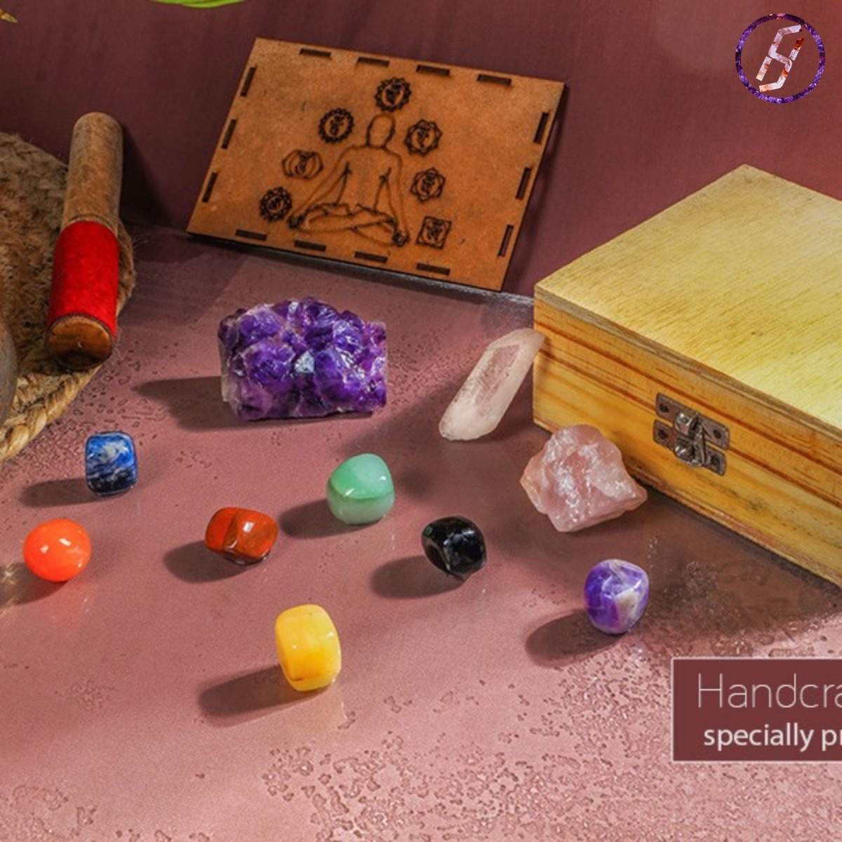 Natural Crystal 7 Color Gemstone Crystal Ore Raw Stone Box Set 7 Chakra Healing Crystal Karmic Imprinting Gemstone Kits Mysterious Eastern Energy Feng