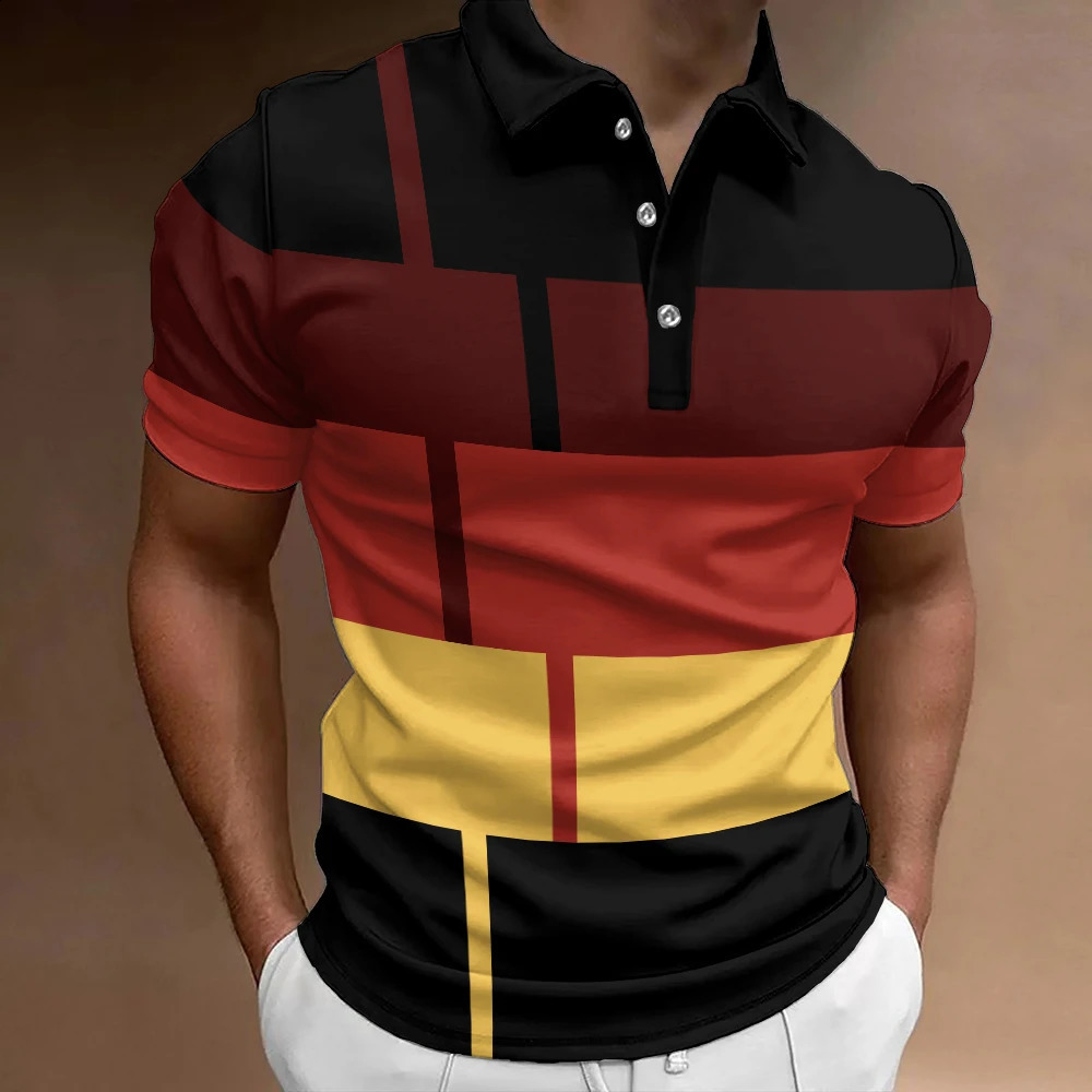 Mens 3D Striped Polo Shirt Oversize Summer Short Sleeved TShirt Breathable Clothing Casual Sports Street 250311
