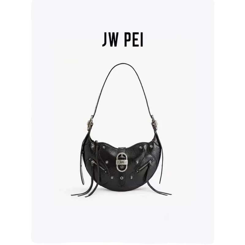 JW PEI Women's Elegant Large Capacity Motorcycle Oil Wax Leather Single Shoulder Crossbody Underarm Bag