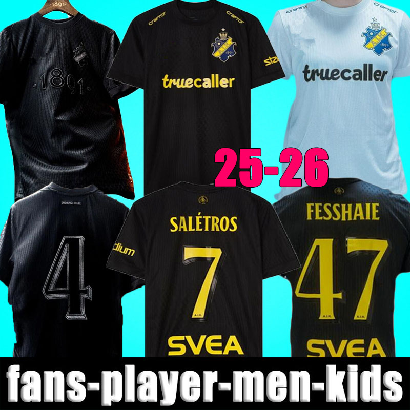 2025 AIK Solna home Soccer Jerseys all black Special Kit 25 26 Football Shirt Uniforms player fans Men Kids Kits sold tops Smokinglirare