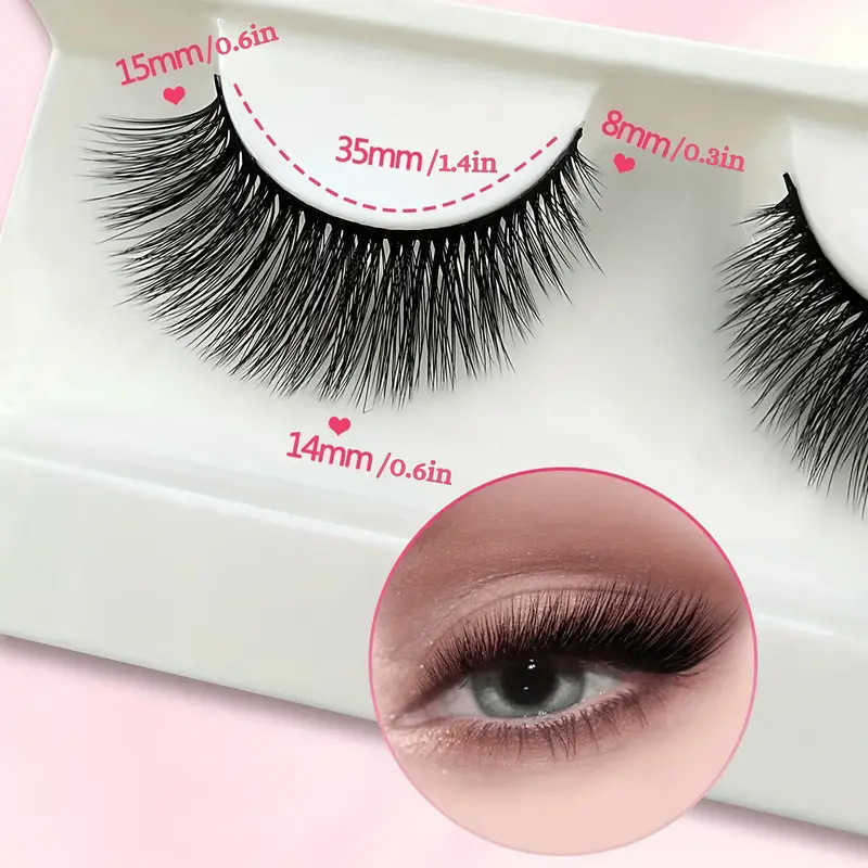Five pairs of hard stem fake eyelashes with elongated tail natural cross thick and slanted fly elongated eyelashes W250324